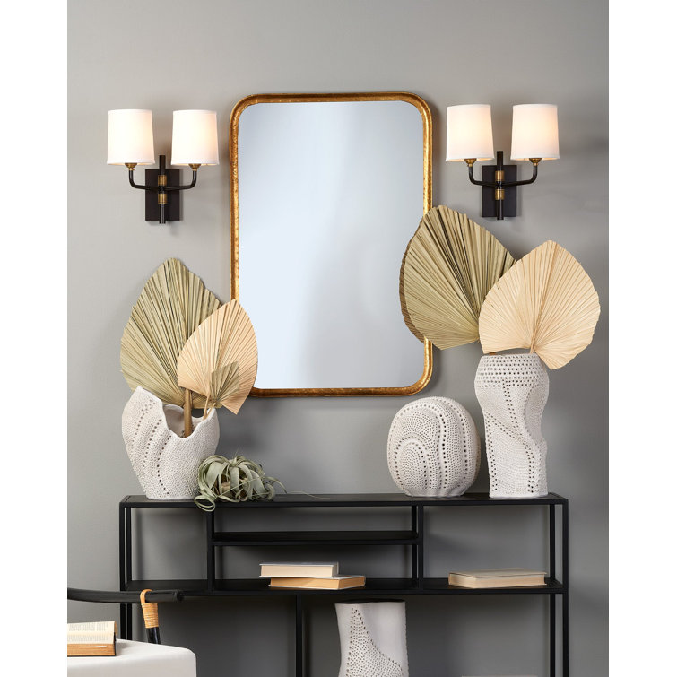 Oil Rubbed Bronze Antique Brass 2-Light Dimmable Sconce with White Linen Shade
