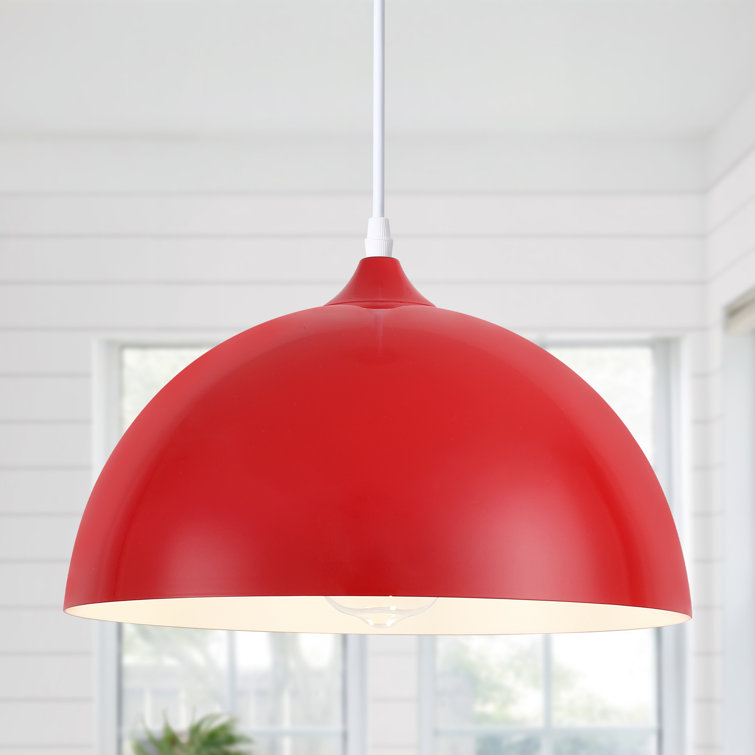 Red Metal Dome Adjustable Pendant Light