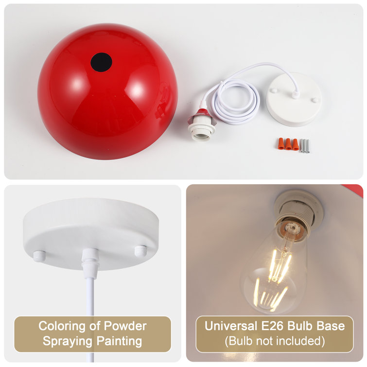 Red Metal Dome Adjustable Pendant Light