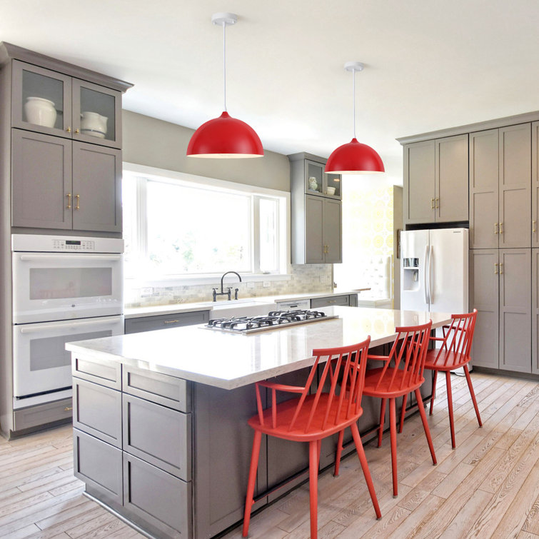 Red Metal Dome Adjustable Pendant Light