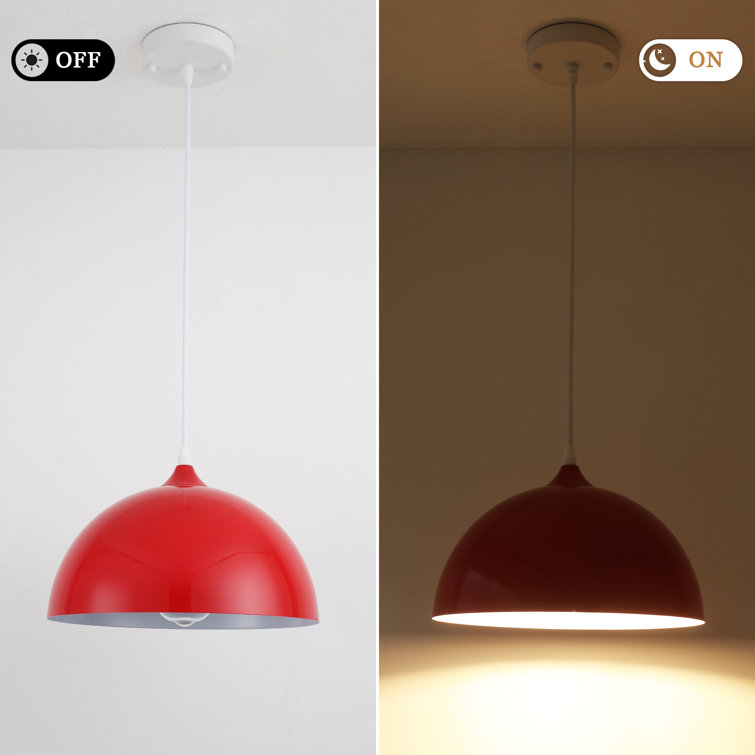 Red Metal Dome Adjustable Pendant Light