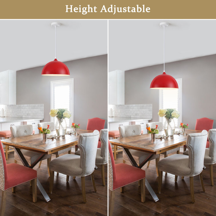 Red Metal Dome Adjustable Pendant Light