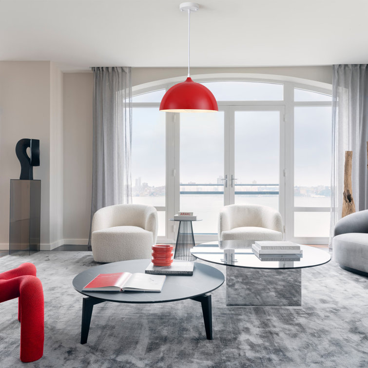 Red Metal Dome Adjustable Pendant Light