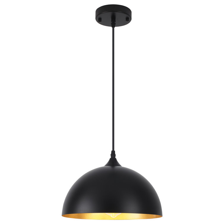 Black Metal Dome Pendant Light with Adjustable Height