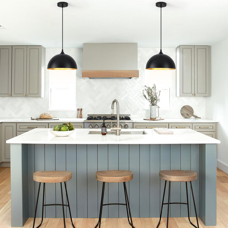Black Metal Dome Pendant Light with Adjustable Height