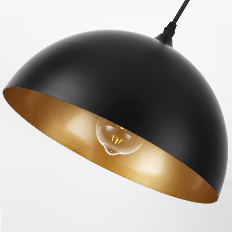 Black Metal Dome Pendant Light with Adjustable Height