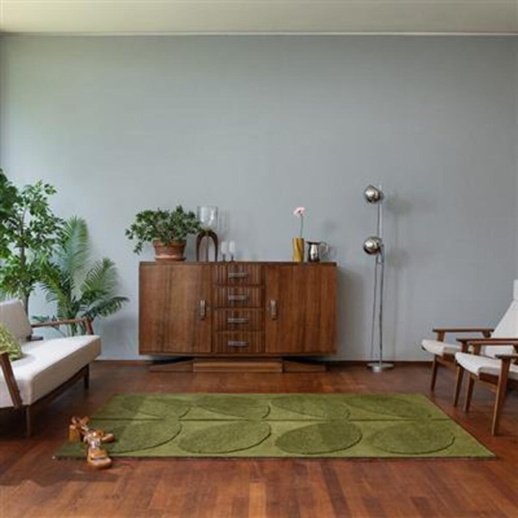 Hand-Tufted Green Wool Rectangular Area Rug 8'2" x 11'6"