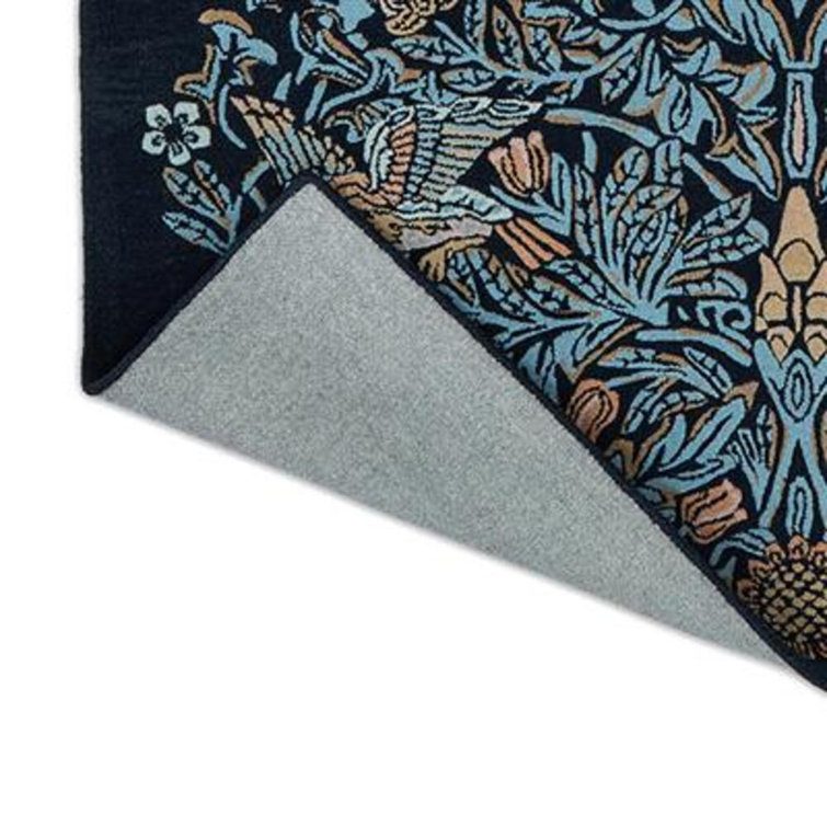 Blue Floral Hand Tufted Wool and Viscose Area Rug