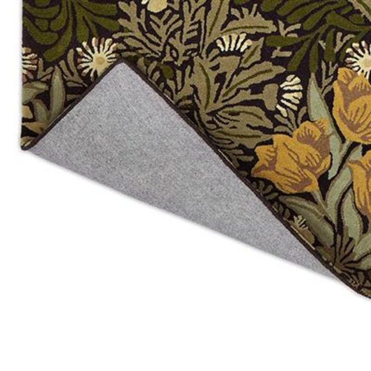 Green and Yellow Floral Hand Tufted Wool Area Rug