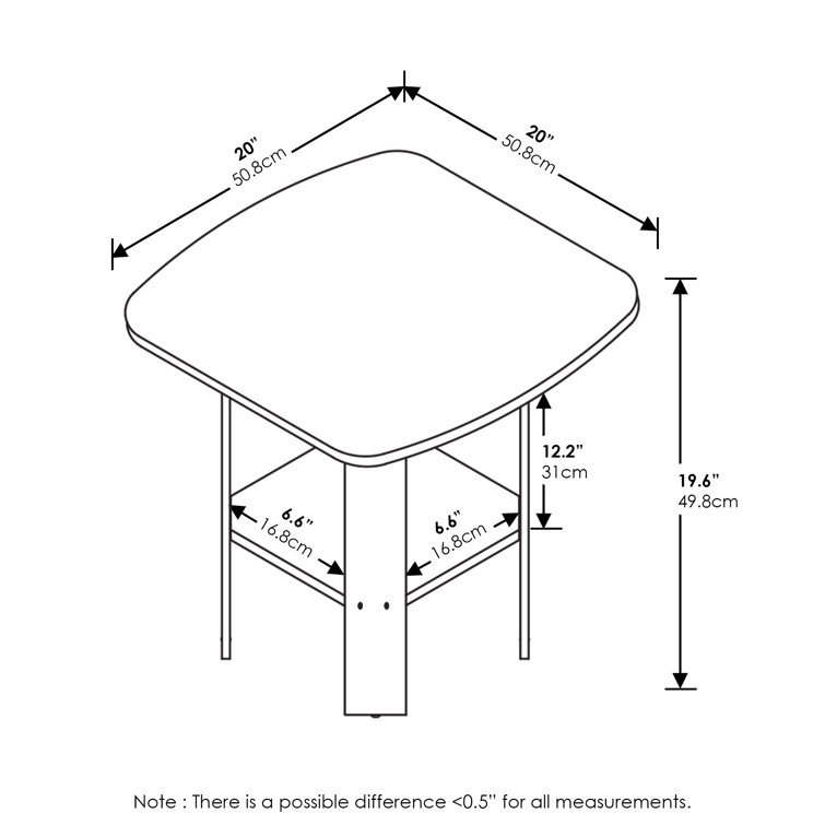 White MDF Square End Table Set with Storage Shelf
