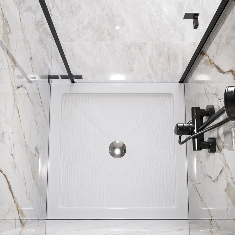 DeerValley 35" White Acrylic Square Shower Base with Center Drain