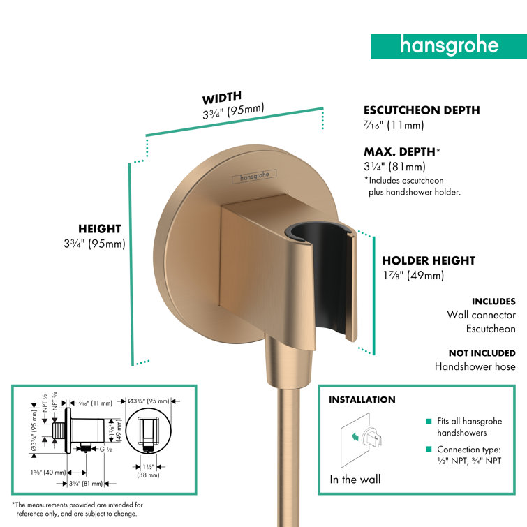 Brushed Bronze Wall Outlet with Handshower Holder