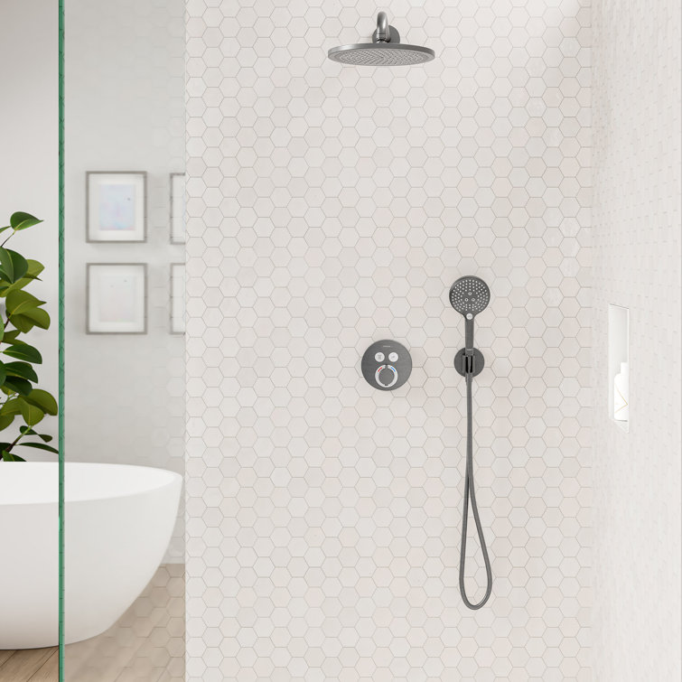 Brushed Nickel Wall Outlet with Handshower Holder