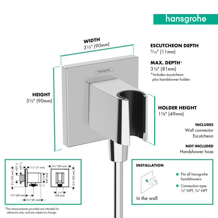 Chrome Wall Outlet with Handshower Holder
