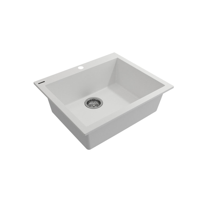Milk White Granite Single Bowl Drop-In Kitchen Sink