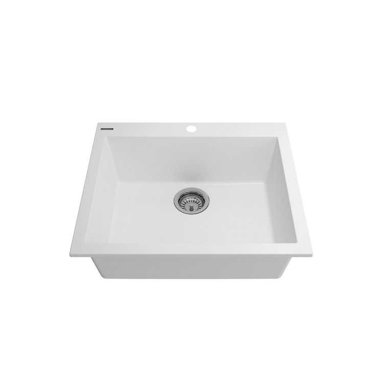 Milk White Granite Single Bowl Drop-In Kitchen Sink