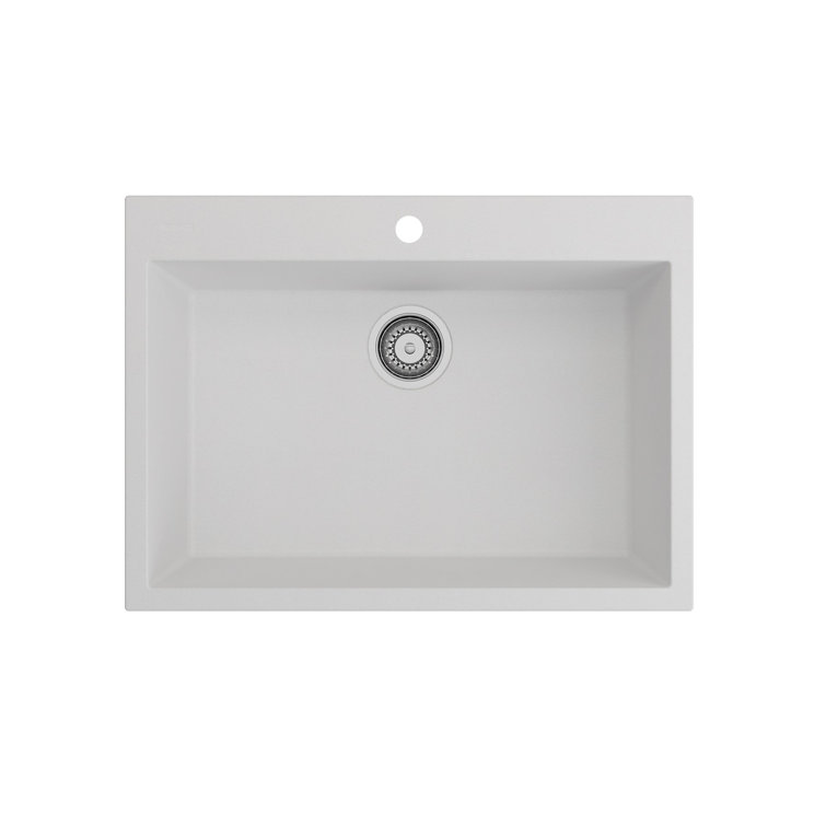 Milk White Granite Single Bowl Kitchen Sink, 27"