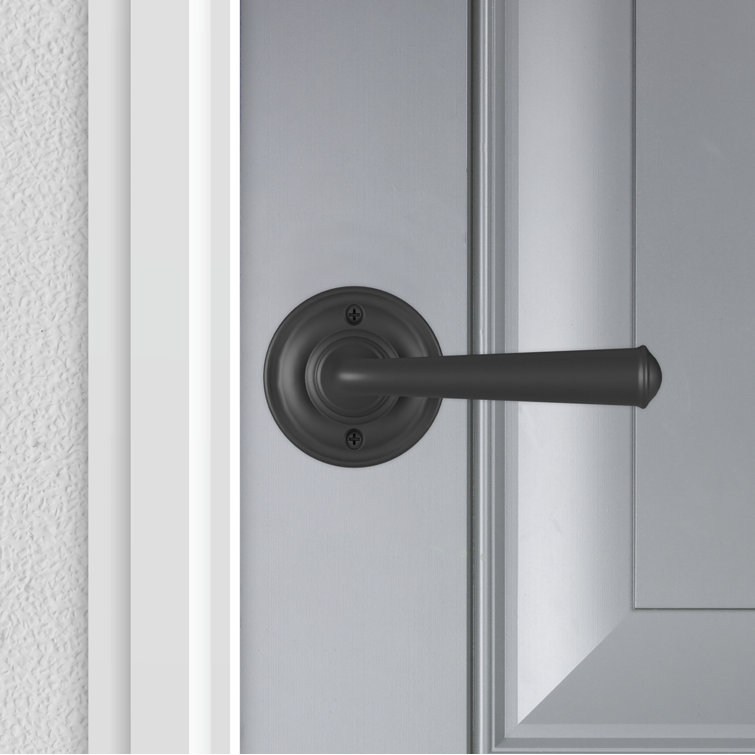 Matte Black Right-Handed Passage Door Lever with Round Rose