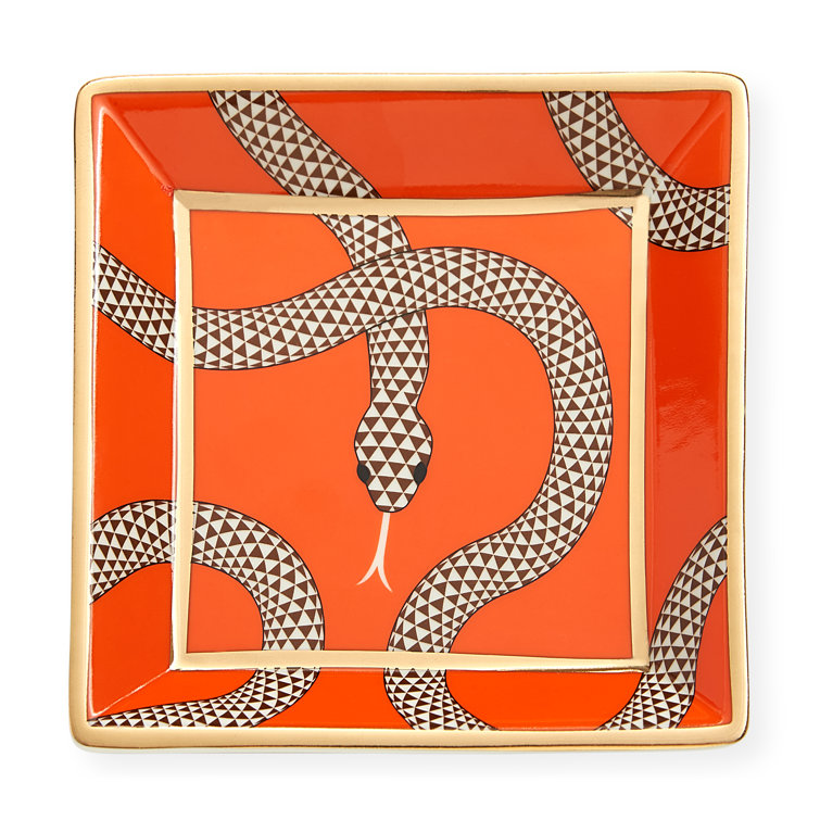 Eden Orange and Gold Ceramic Decorative Tray