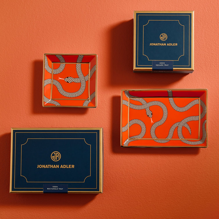 Eden Orange and Gold Ceramic Decorative Tray