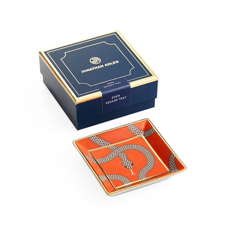 Eden Orange and Gold Ceramic Decorative Tray