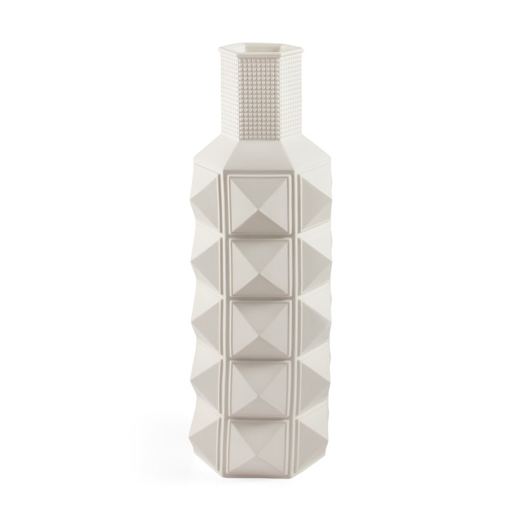 Matte White Porcelain Studded Cylinder Table Vase