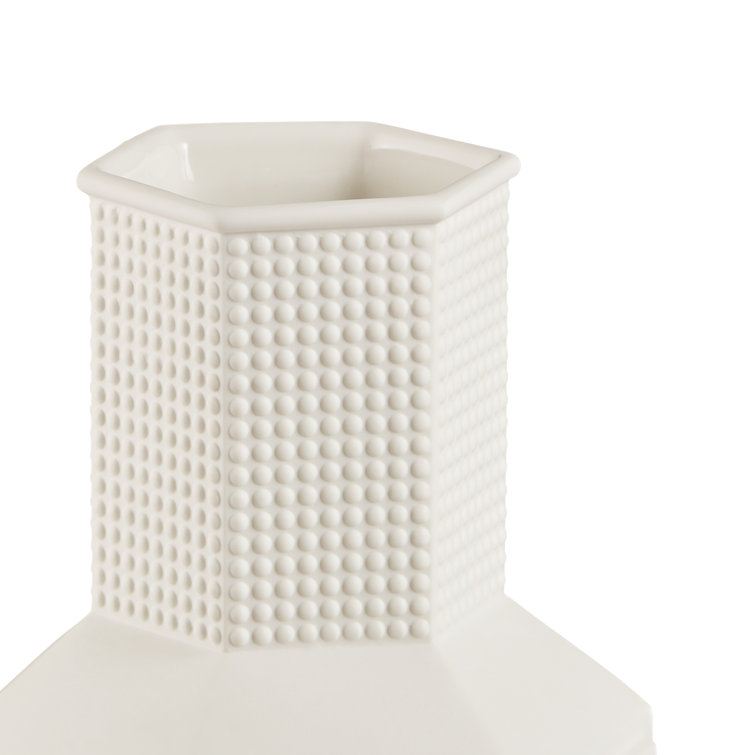 Matte White Porcelain Studded Cylinder Table Vase