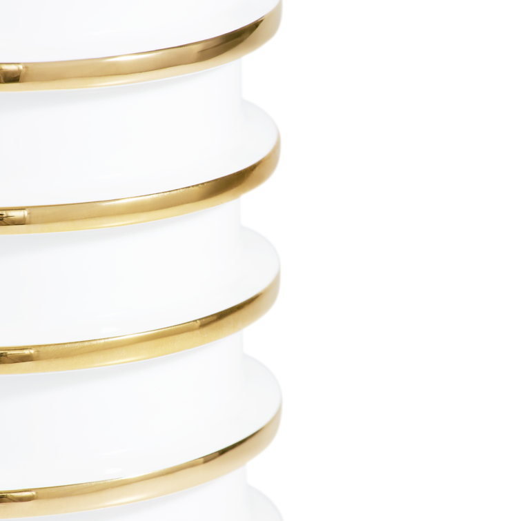 White and Gold Cylinder Porcelain Table Vase