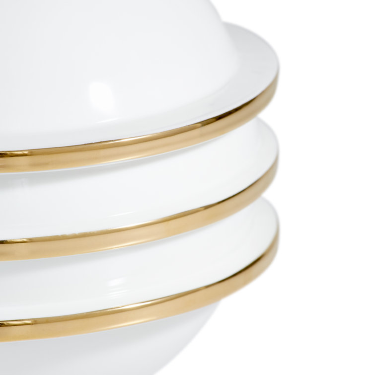 Round White and Gold Porcelain Table Vase