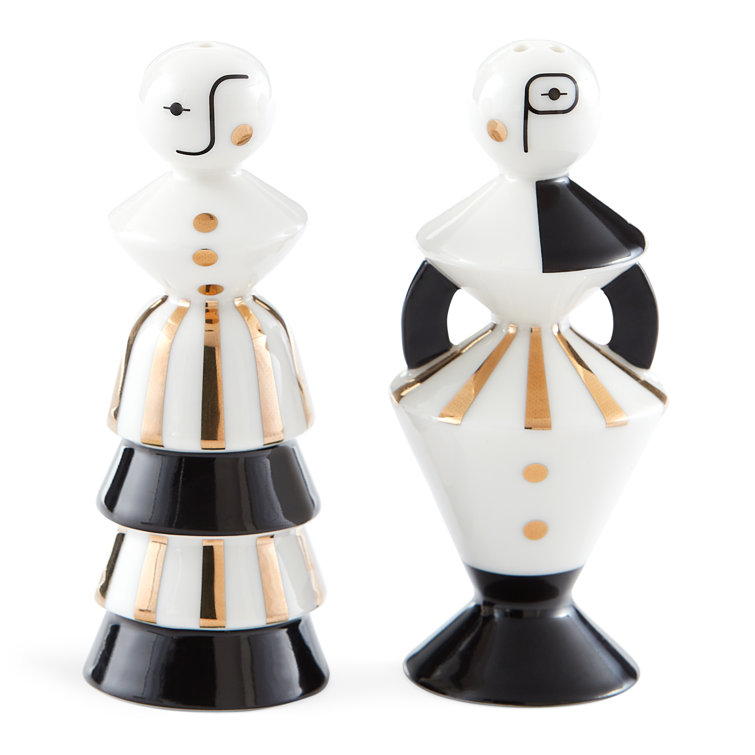 Vienna Black and White Porcelain Salt and Pepper Shaker Set