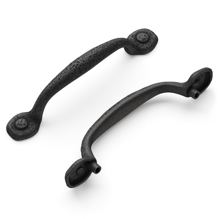 Matte Black Iron Rustic Cabinet Handle with Mounting Hardware