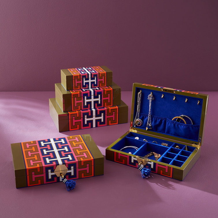 Madrid High-Gloss Lacquer Jewelry Box with Brass Keyplate