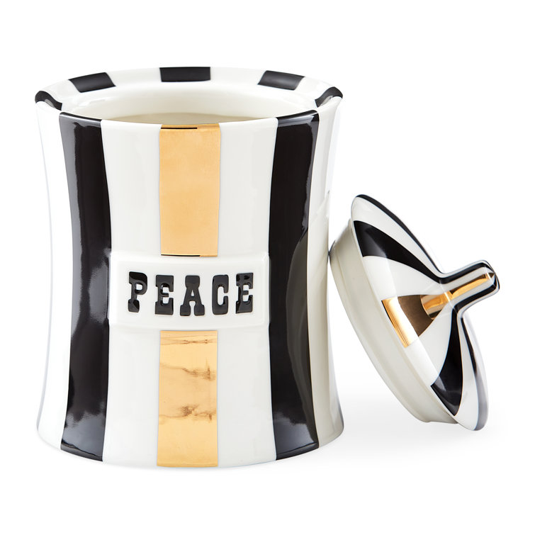 Ceramic White Striped 6.5" Storage Jar