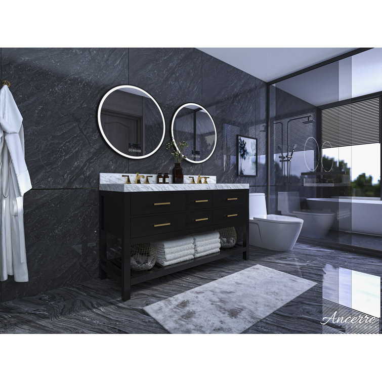 Elizabeth 60'' White Marble Double Vanity with Gold Hardware