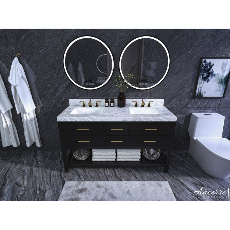 Elizabeth 60'' White Marble Double Vanity with Gold Hardware