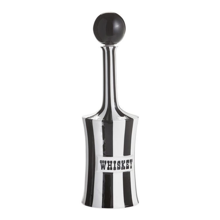 Black and White Ceramic Whiskey Decanter with Ball Stopper