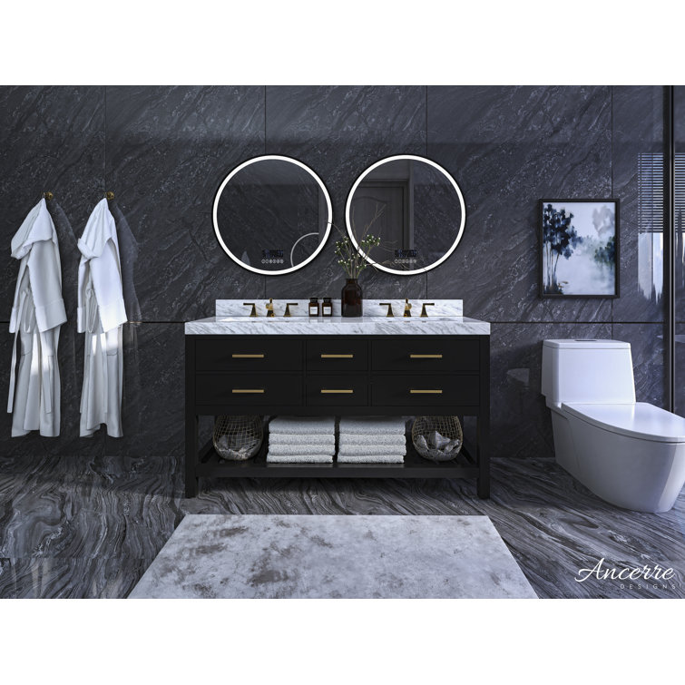 Elizabeth 60'' White Marble Double Vanity with Gold Hardware
