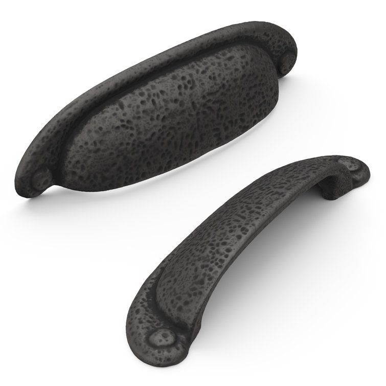 Matte Black Iron Rustic Farmhouse Cabinet Handles, 10-Pack