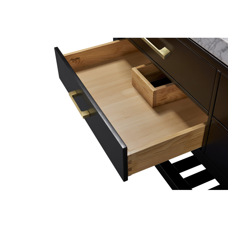 Elizabeth 60'' Black Onyx Double Vanity with Marble Top