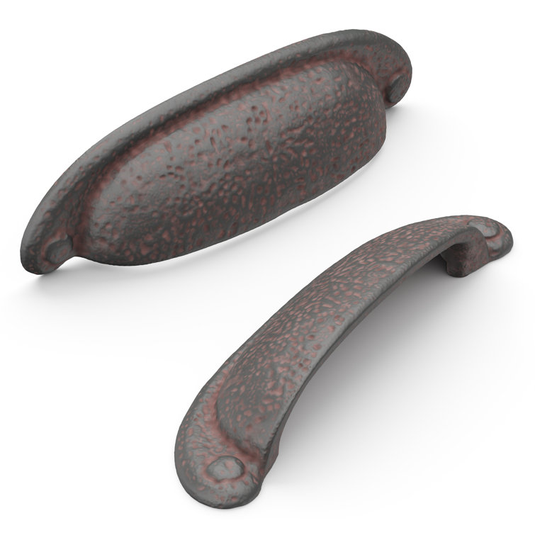 Rustic Iron Matte Cup Pulls with Mounting Hardware, 10-Pack