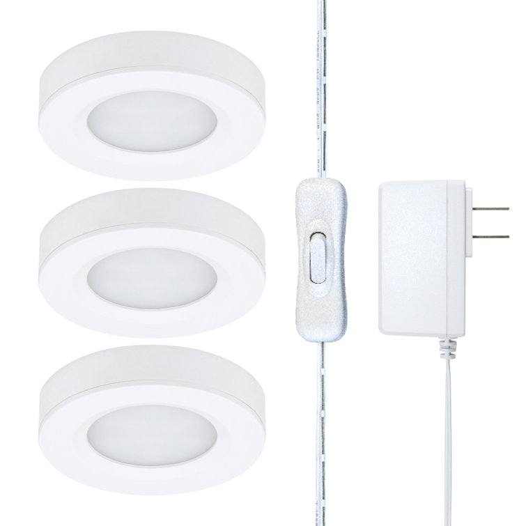 Warm White LED Puck Light Kit with Switch, 3-Pack