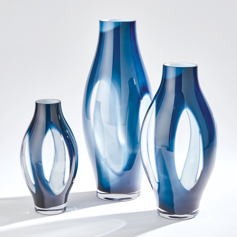 Night Blue Handcrafted Glass Table Vase