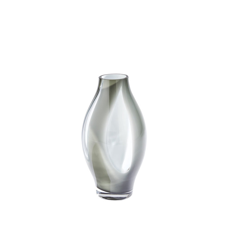 Gray Mouth Blown Glass Table Vase, 12"