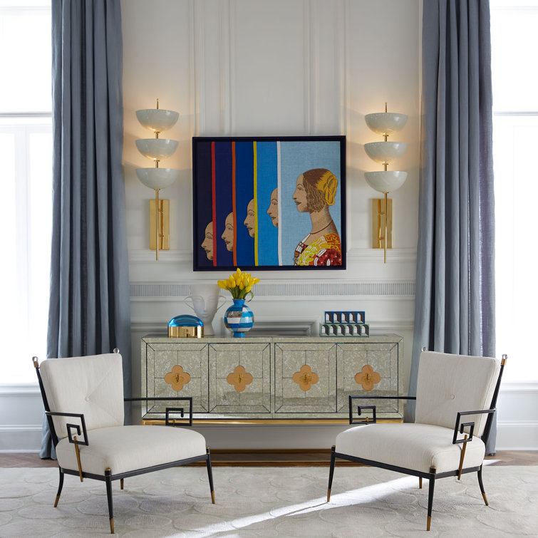 White Linen Upholstered Armchair with Blackened Metal Frame