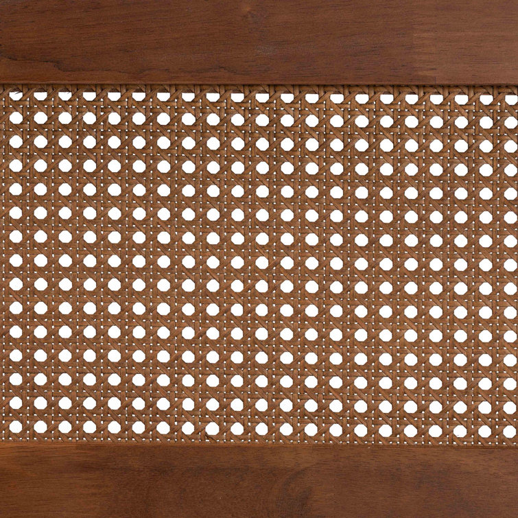 Ash Walnut King Wood Headboard with Rattan