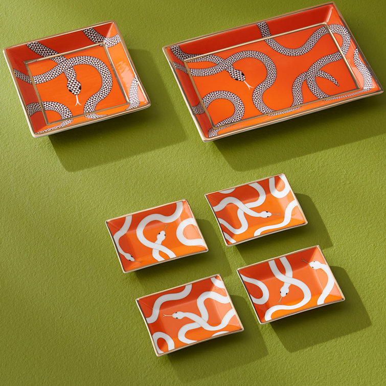 Eden Orange and Gold Ceramic Decorative Tray