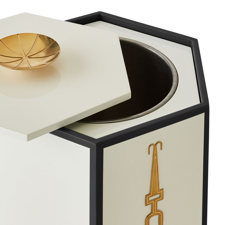 Matte Black and Polished Brass Chinoiserie Ice Bucket