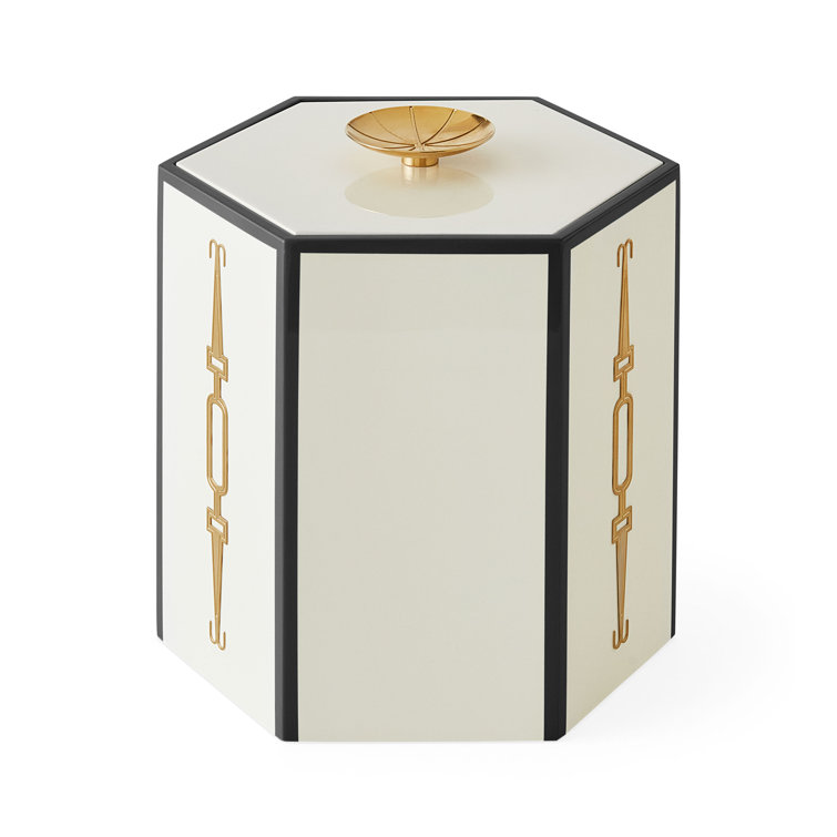 Matte Black and Polished Brass Chinoiserie Ice Bucket