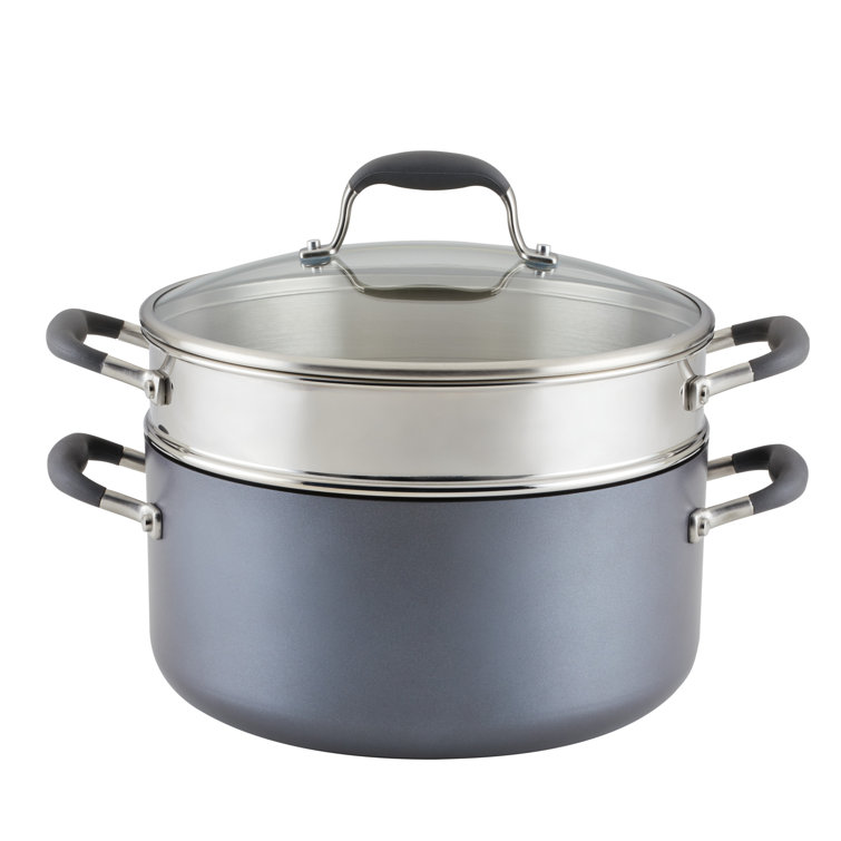 Moonstone Hard-Anodized Nonstick Stockpot with Steamer Insert