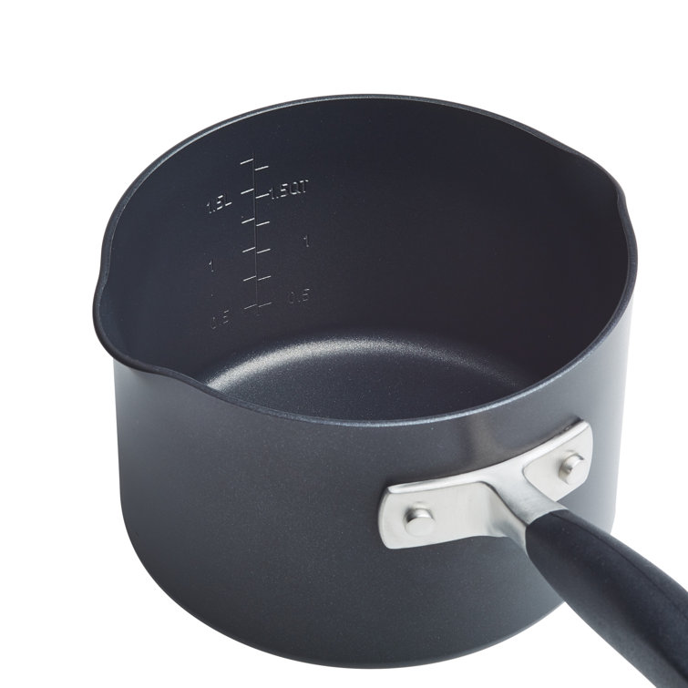 Onyx Black Aluminum Nonstick Saucier with Pour Spout, 2 Quart